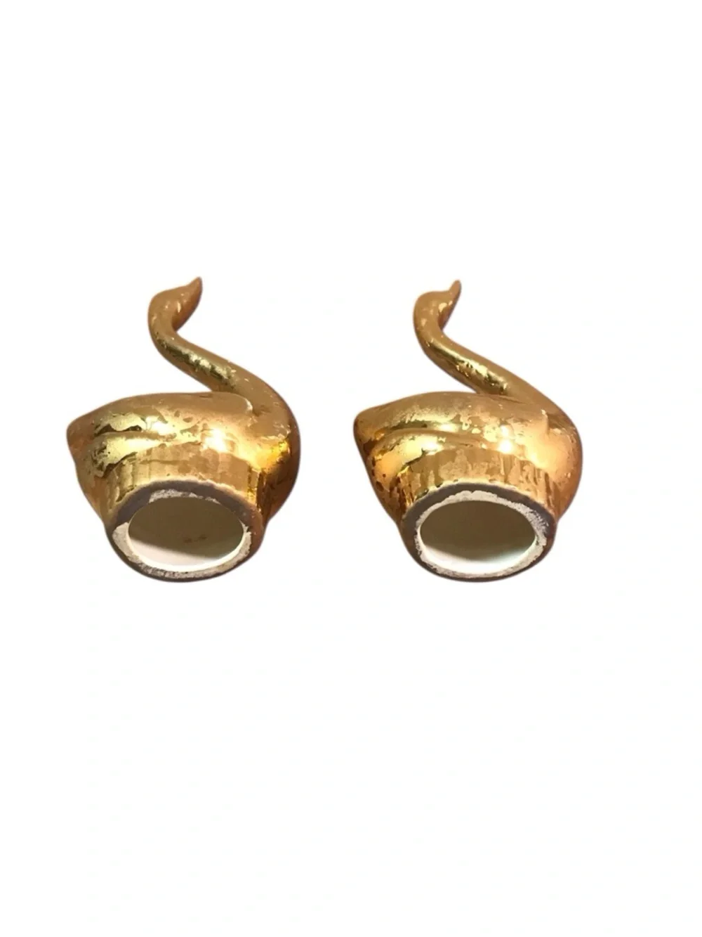 Vintage MCM Weeping Gold Swan Figurines